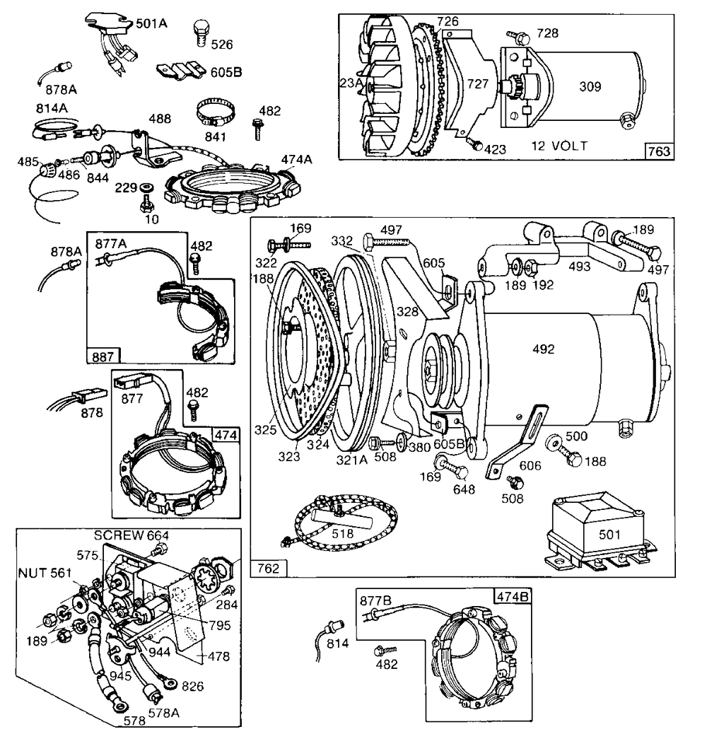 Electric Starters Diagram and Parts List for 190406-1781-XX  Briggs and Stratton Engine